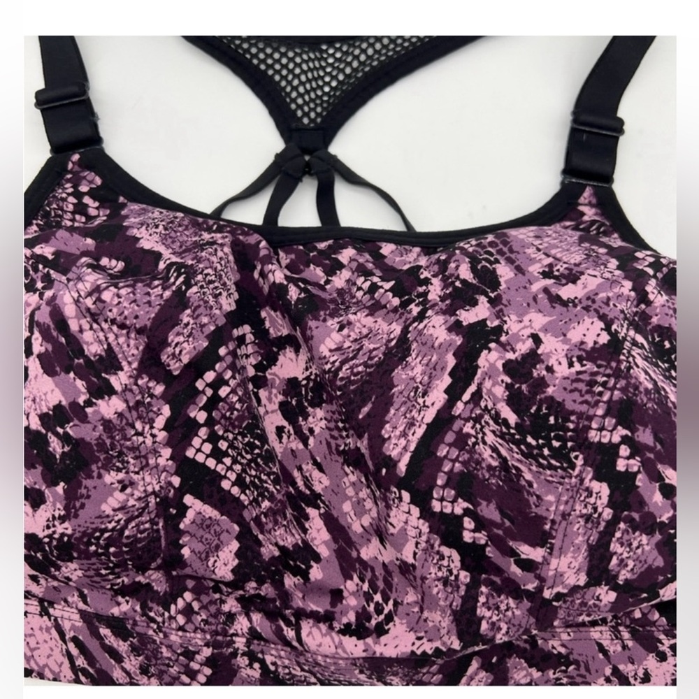 Lane Bryant Livi Active Womens Sports Bra Purple Black Snakeskin Mesh Plus 16 - Picture 4 of 8